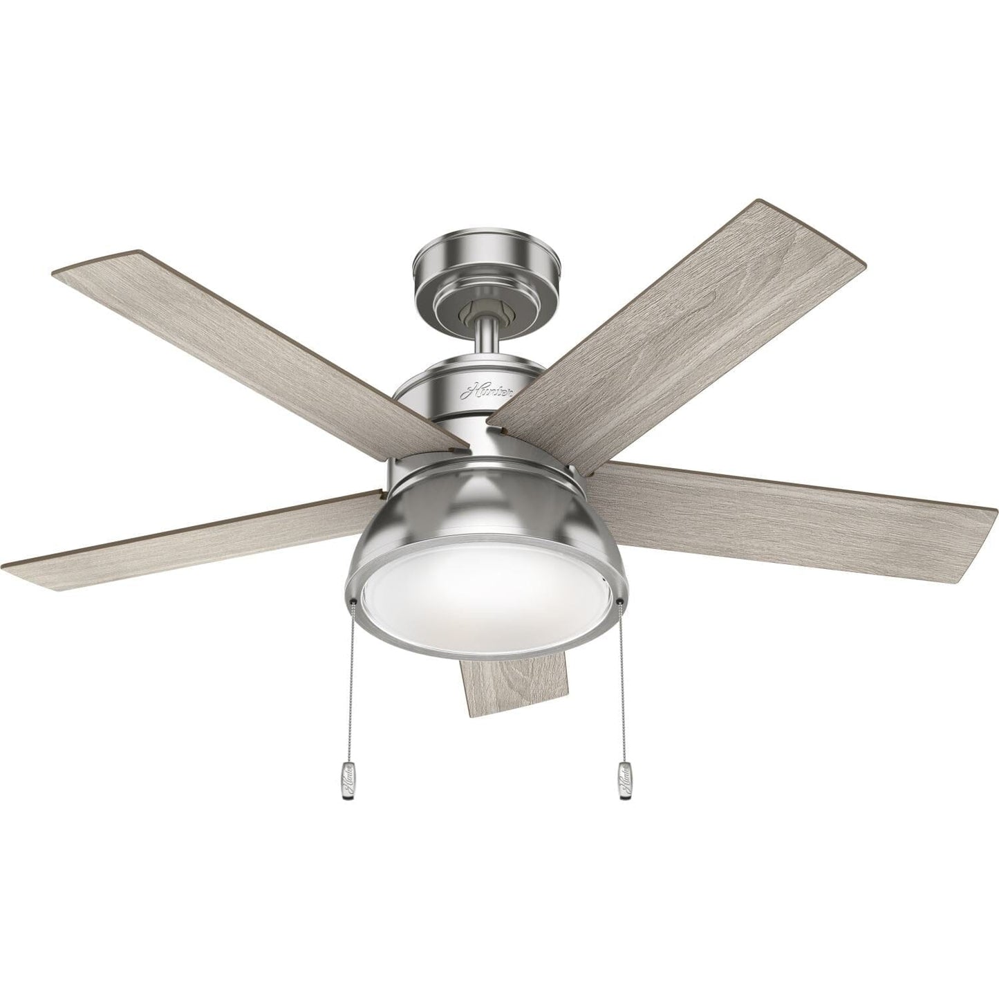 44 inch Lilliput with LED Light Ceiling Fans Hunter Brushed Nickel - Light Gray Oak 