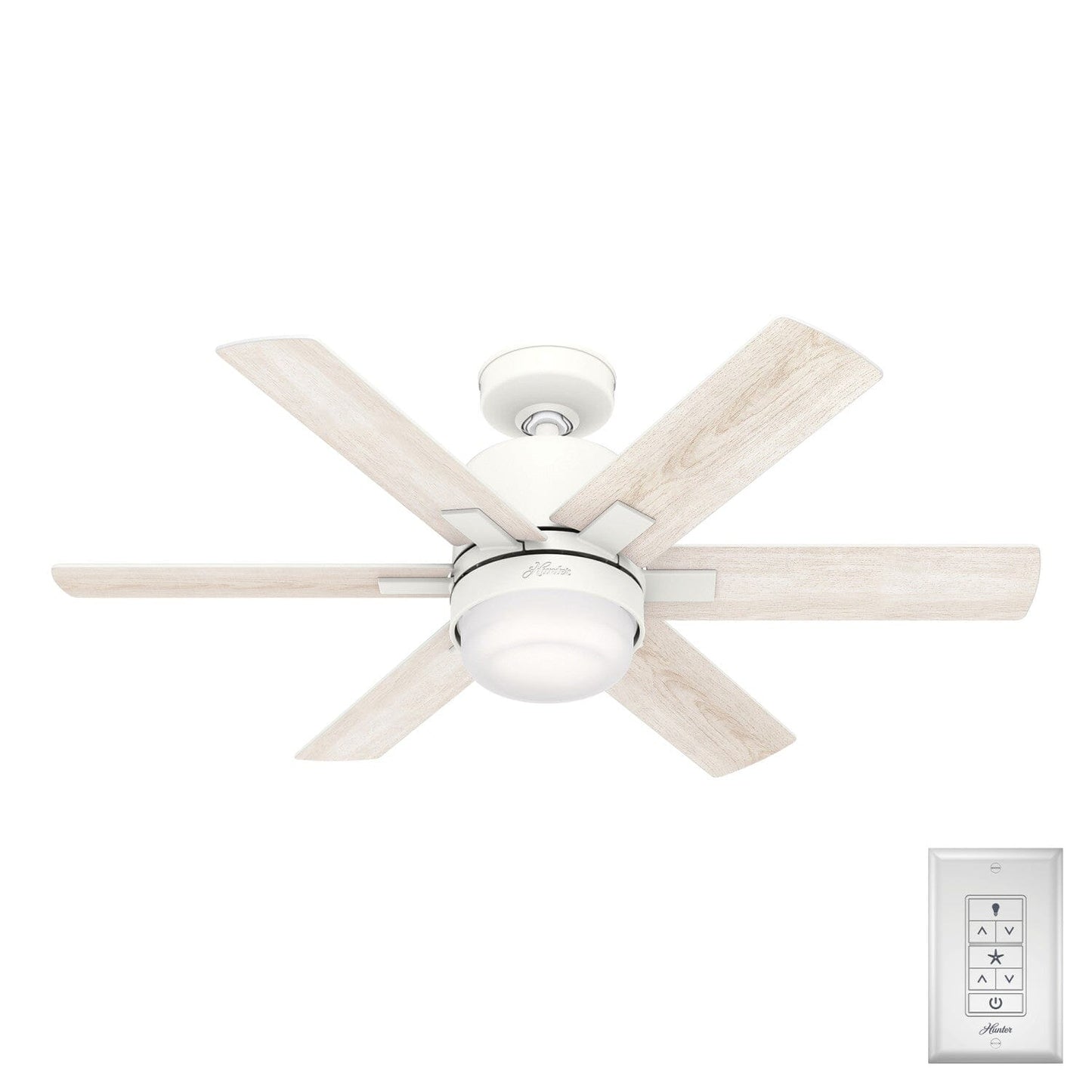 44 Inch Radeon Smart fan with LED Light Ceiling Fans Hunter Matte White - Bleached Alder 