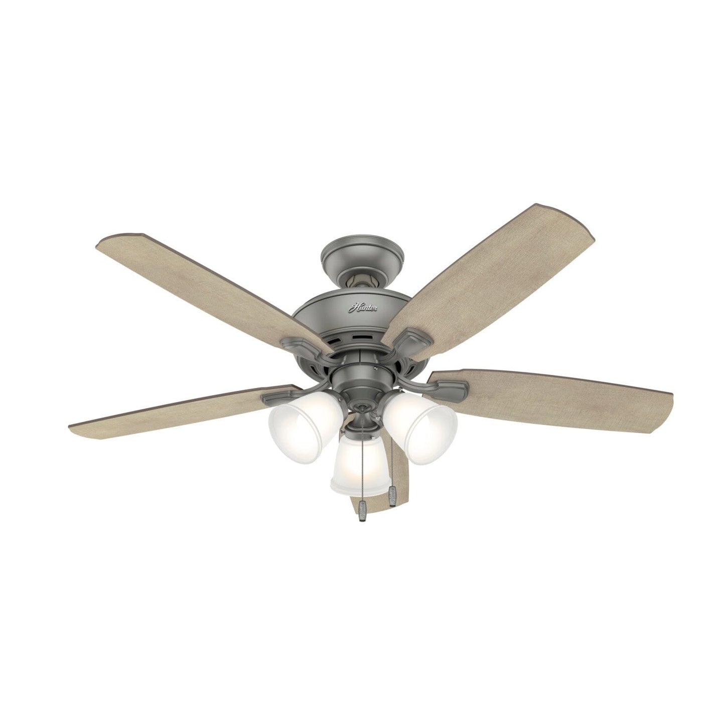 48 Inch Belfield With LED Ceiling Fans Hunter Matte Silver - Bleached Grey Pine 