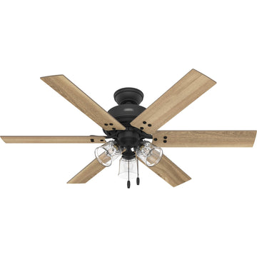 52 inch Hilmouth with LED light Ceiling Fans Hunter Matte Black - Golden Maple 