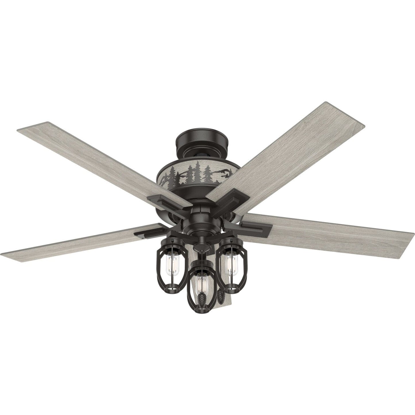 52 inch River Trail with LED light Ceiling Fans Hunter Noble Bronze - Light Gray Oak 