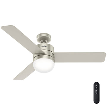 54 Inch Smart fan Neutron with LED light Ceiling Fans Hunter Matte Nickel - Matte Nickel 