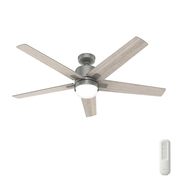 60 inch Codec with LED-Smart Ceiling Fans Hunter Matte Silver - Light Gray Oak 