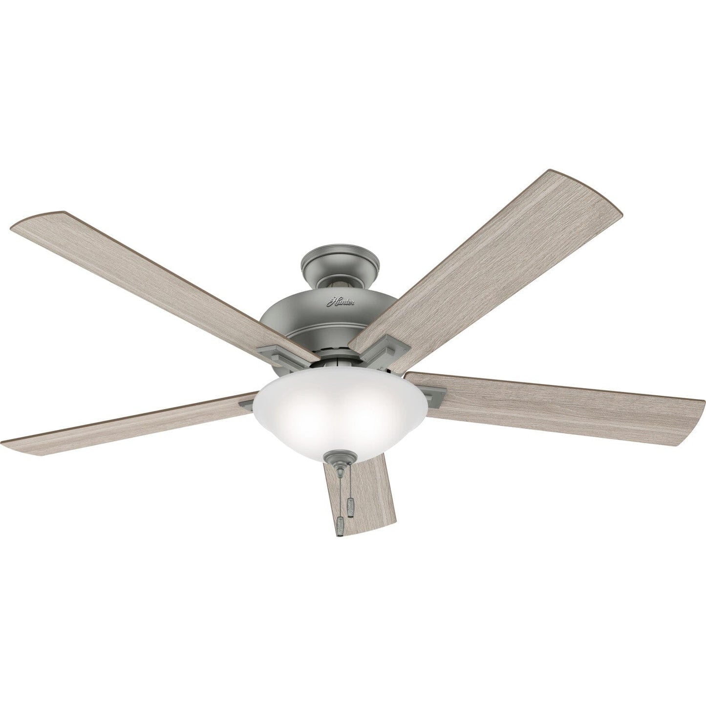 60 inch Regalia II with LED light Ceiling Fans Hunter Matte Silver - Light Gray Oak 