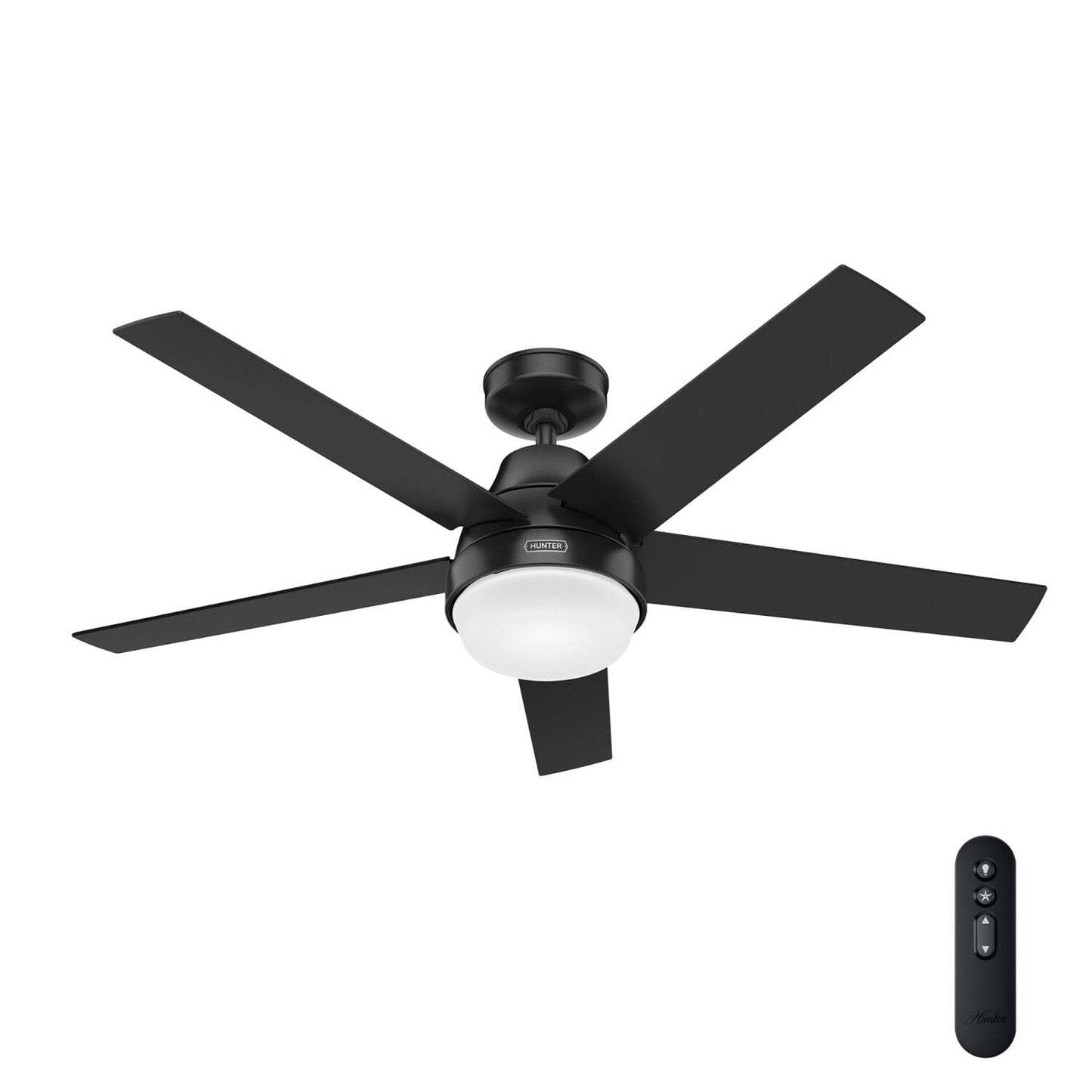 Aerodyne with LED Light 52 Inch-Smart Ceiling Fans Hunter Matte Black - Matte Black 