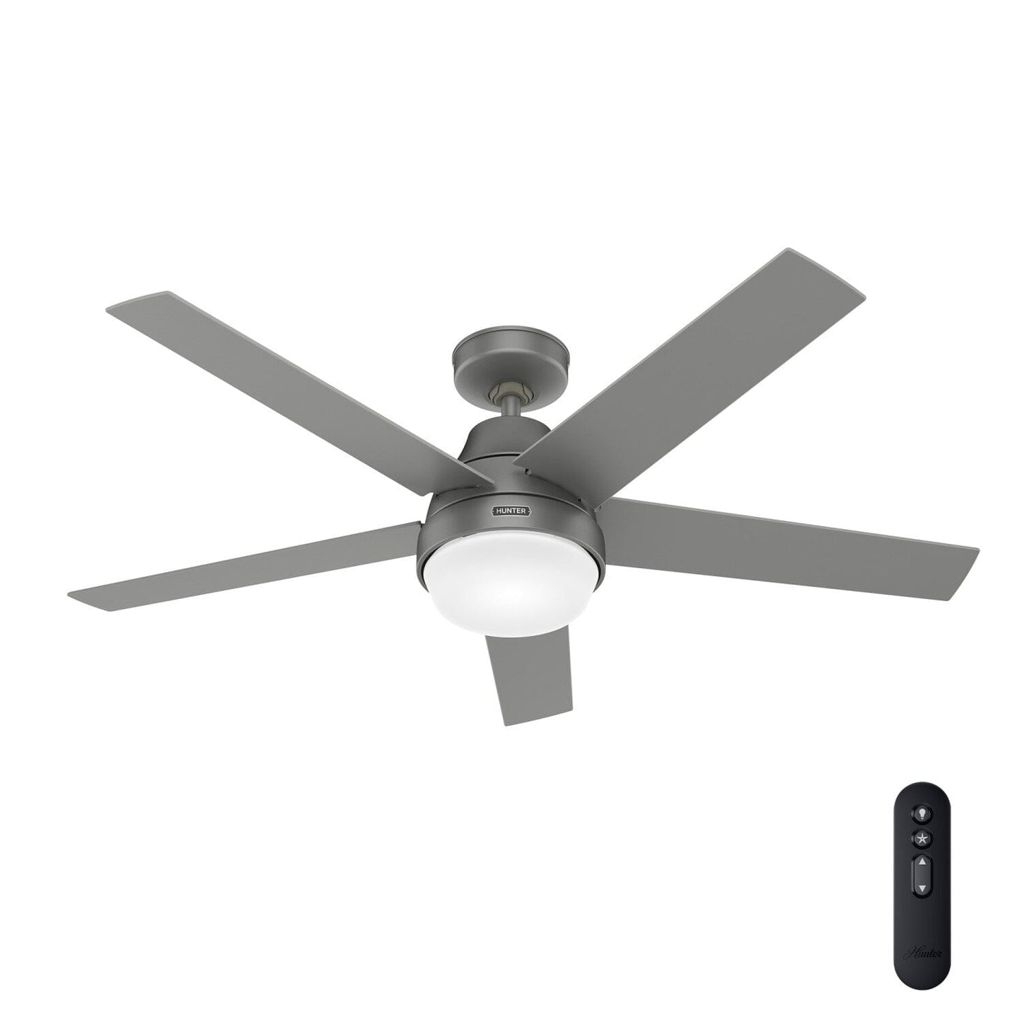 Aerodyne with LED Light 52 Inch-Smart Ceiling Fans Hunter Matte Silver - Matte Silver 