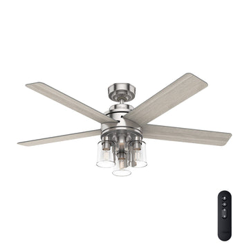 Agnew with LED light 52 inch Ceiling Fans Hunter Brushed Nickel - Light Gray Oak 