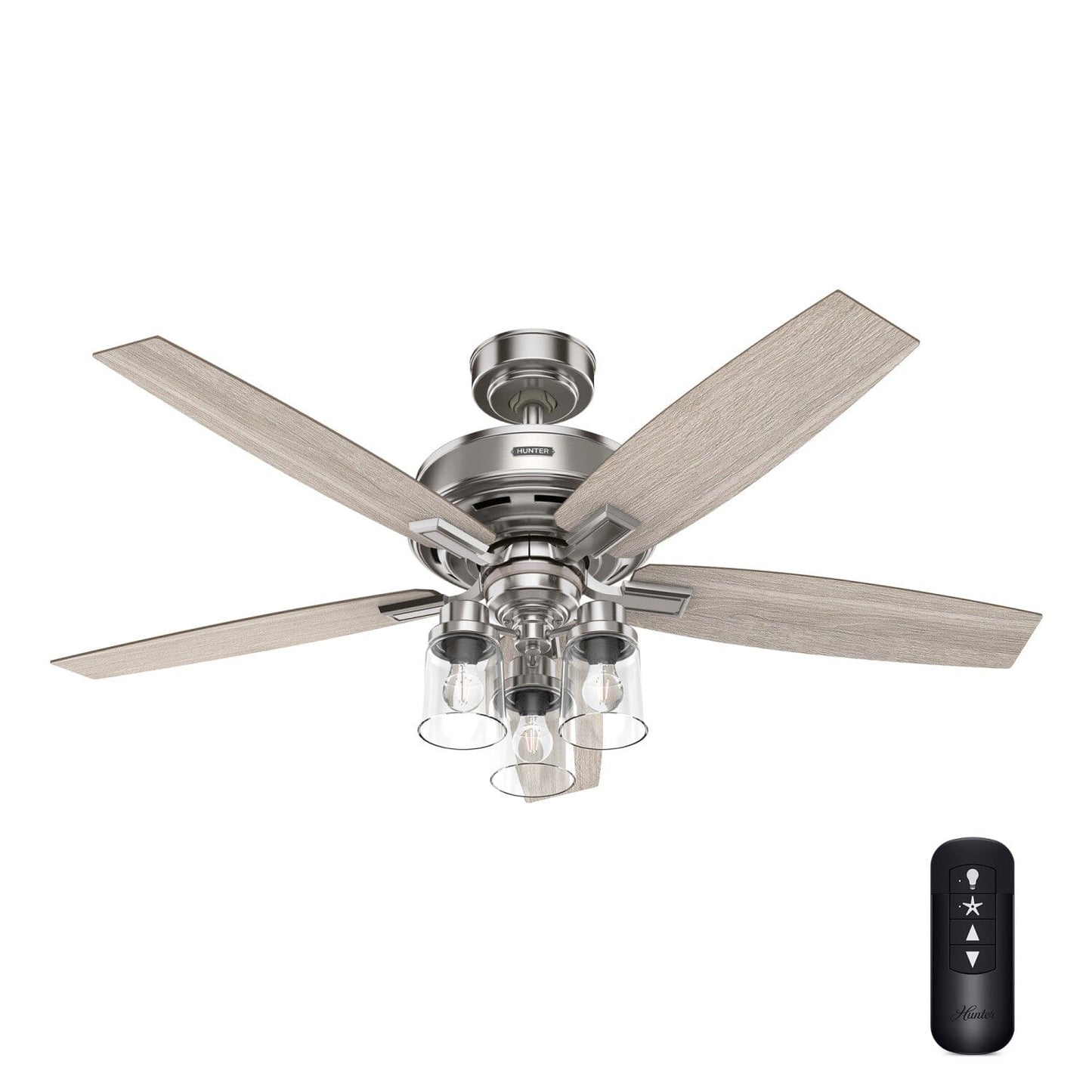 Ananova with LED Light 52 inch Ceiling Fans Hunter Brushed Nickel - Light Gray Oak 