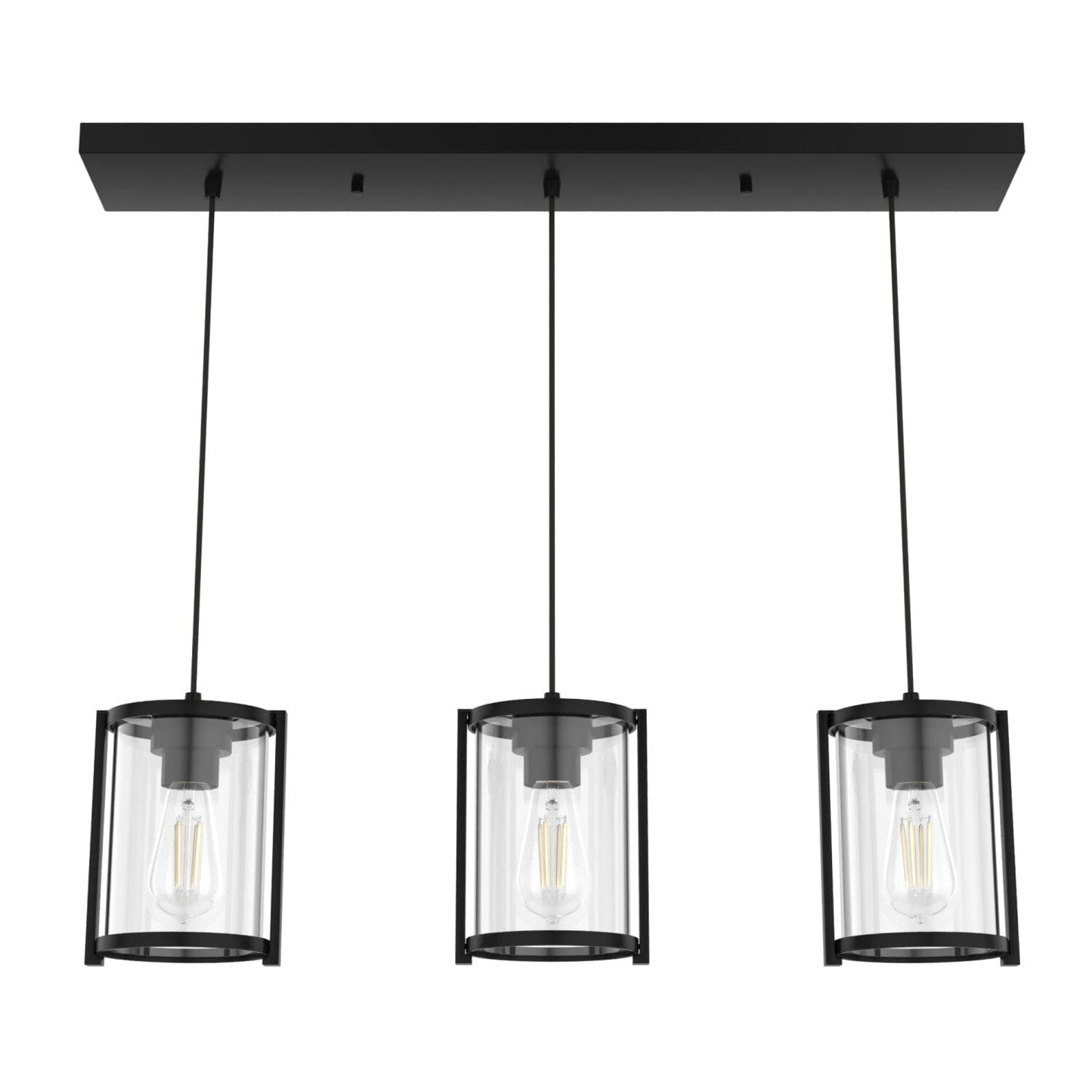 Astwood 3 Light Cluster Linear Lighting Hunter Matte Black - Clear 