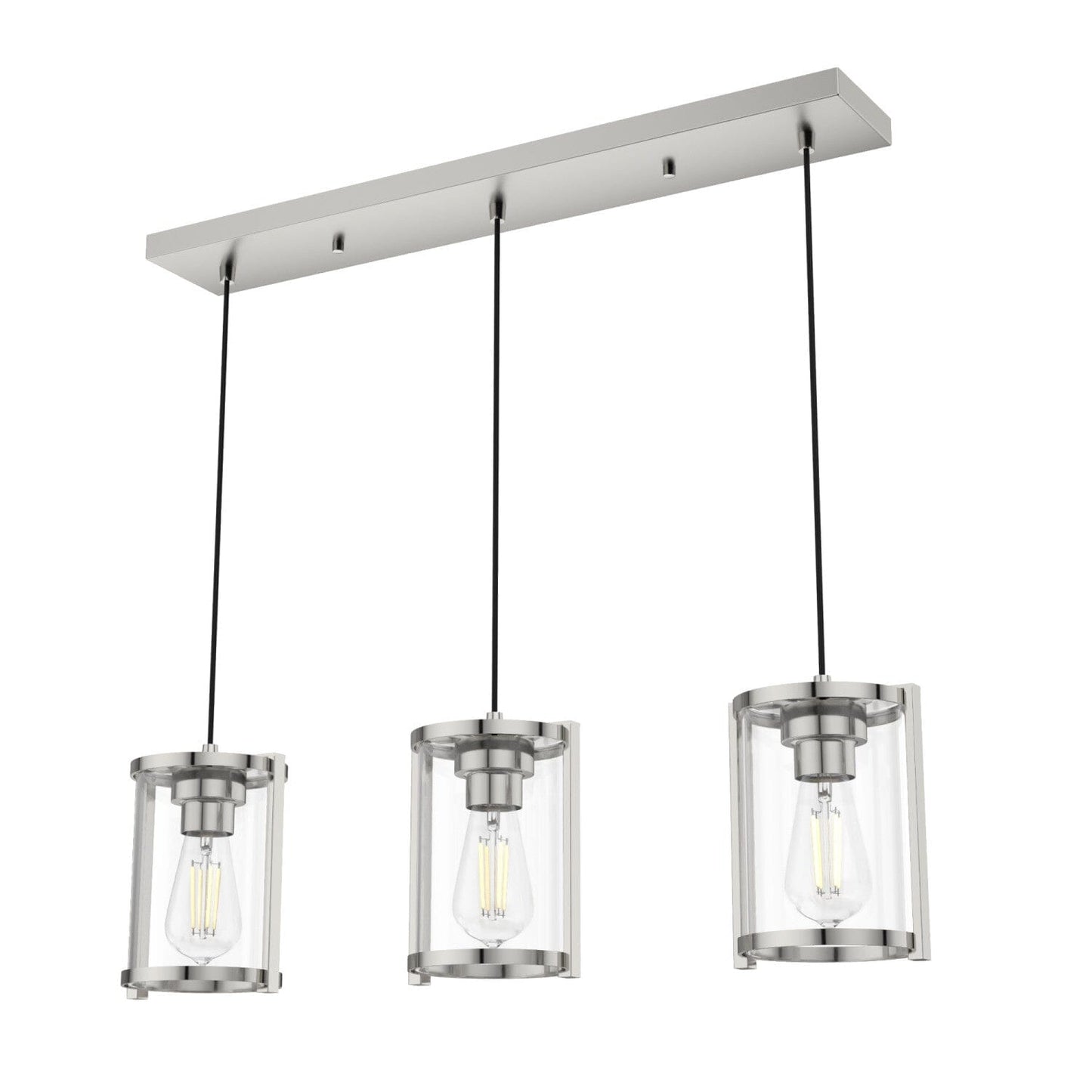 Astwood 3 Light Cluster Linear Lighting Hunter Polished Nickel - Clear 