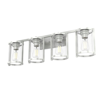 Astwood 4 Light Vanity Lighting Hunter Brushed Nickel - Clear 