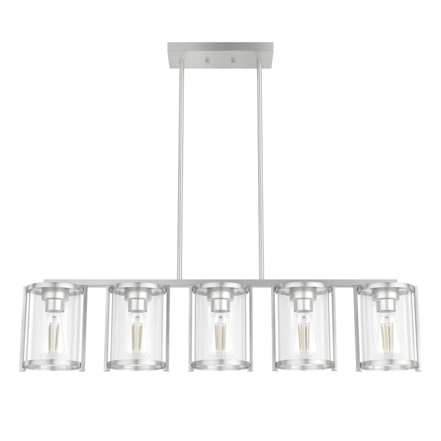 Astwood 5 Light Linear Chandelier Lighting Hunter Brushed Nickel - Clear 