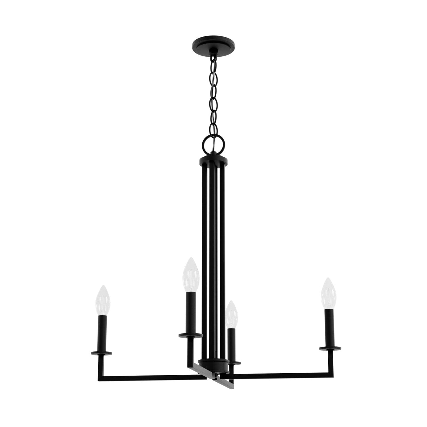 Bearden 4 Light Chandelier Lighting Hunter Natural Black Iron - None 