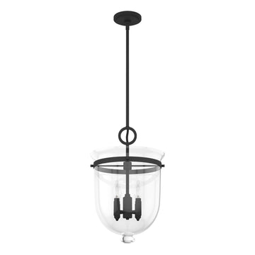 Belltown 4 Light Pendant Lighting Hunter Natural Black Iron - Clear 