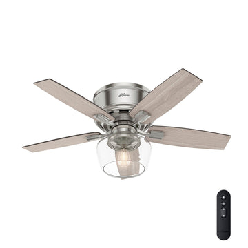 Bennett Low Profile with LED Globe 44 inch Ceiling Fans Hunter Brushed Nickel - Light Gray Oak 