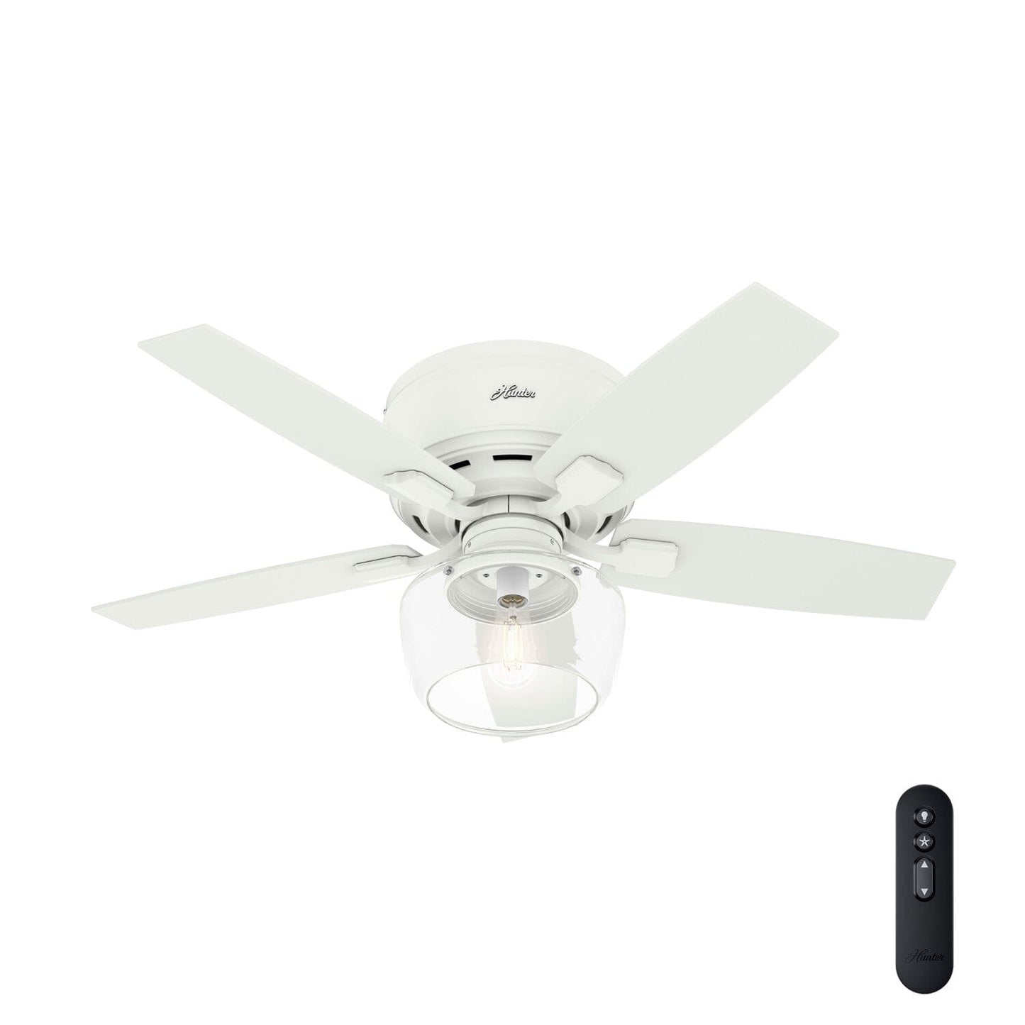 Bennett Low Profile with LED Globe 44 inch Ceiling Fans Hunter Matte White - Matte White 