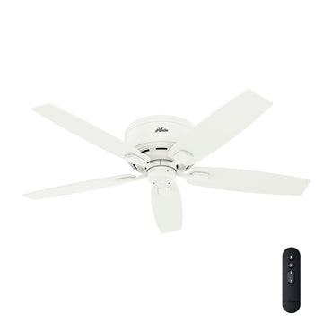 Bennett Low Profile with Light 52 inch Ceiling Fans Hunter Matte White - Bleached Oak 