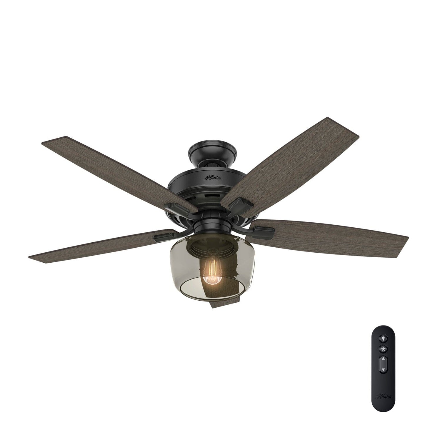 Bennett Smoked with Light 52 inch Ceiling Fans Hunter Matte Black - Greyed Walnut 