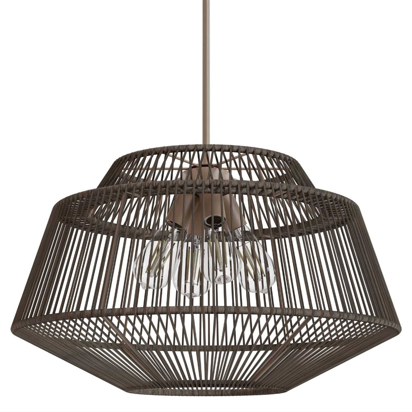 Brookhollow 4 Light Large Pendant Lighting Hunter Sable Rattan - Sable 