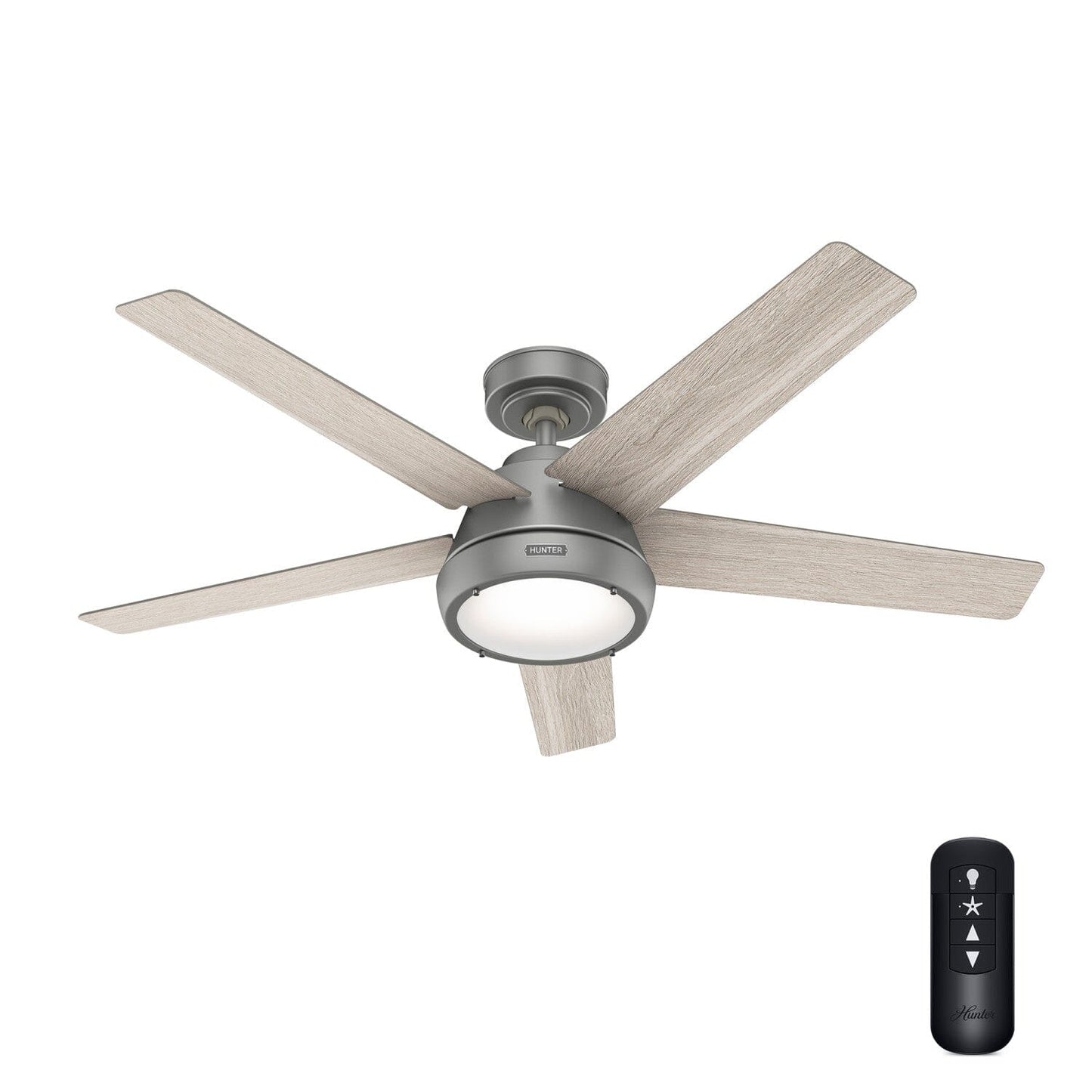 Burroughs 2 LED Lights 52inch Ceiling Fans Hunter Matte Silver - Light Gray Oak 