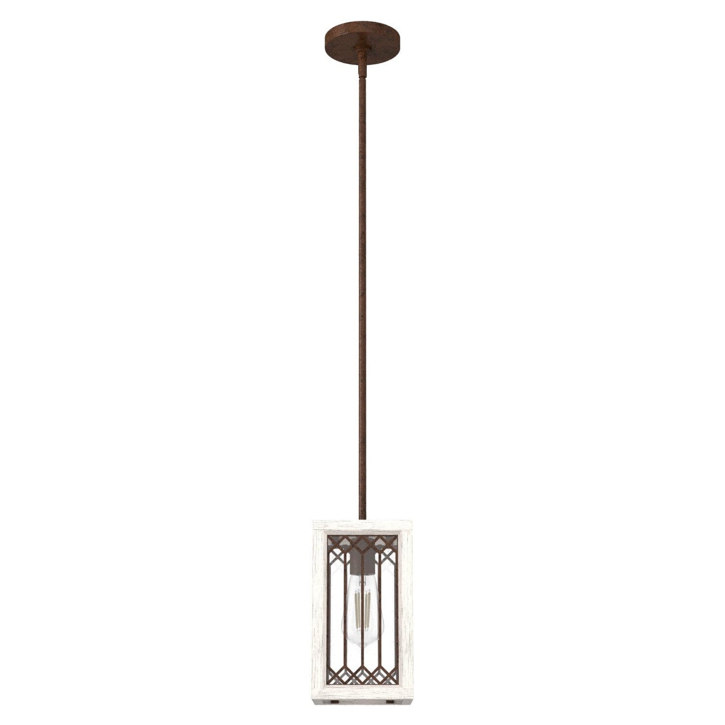 Chevron 1 Light Mini Pendant Lighting Hunter Textured Rust - Distressed White 