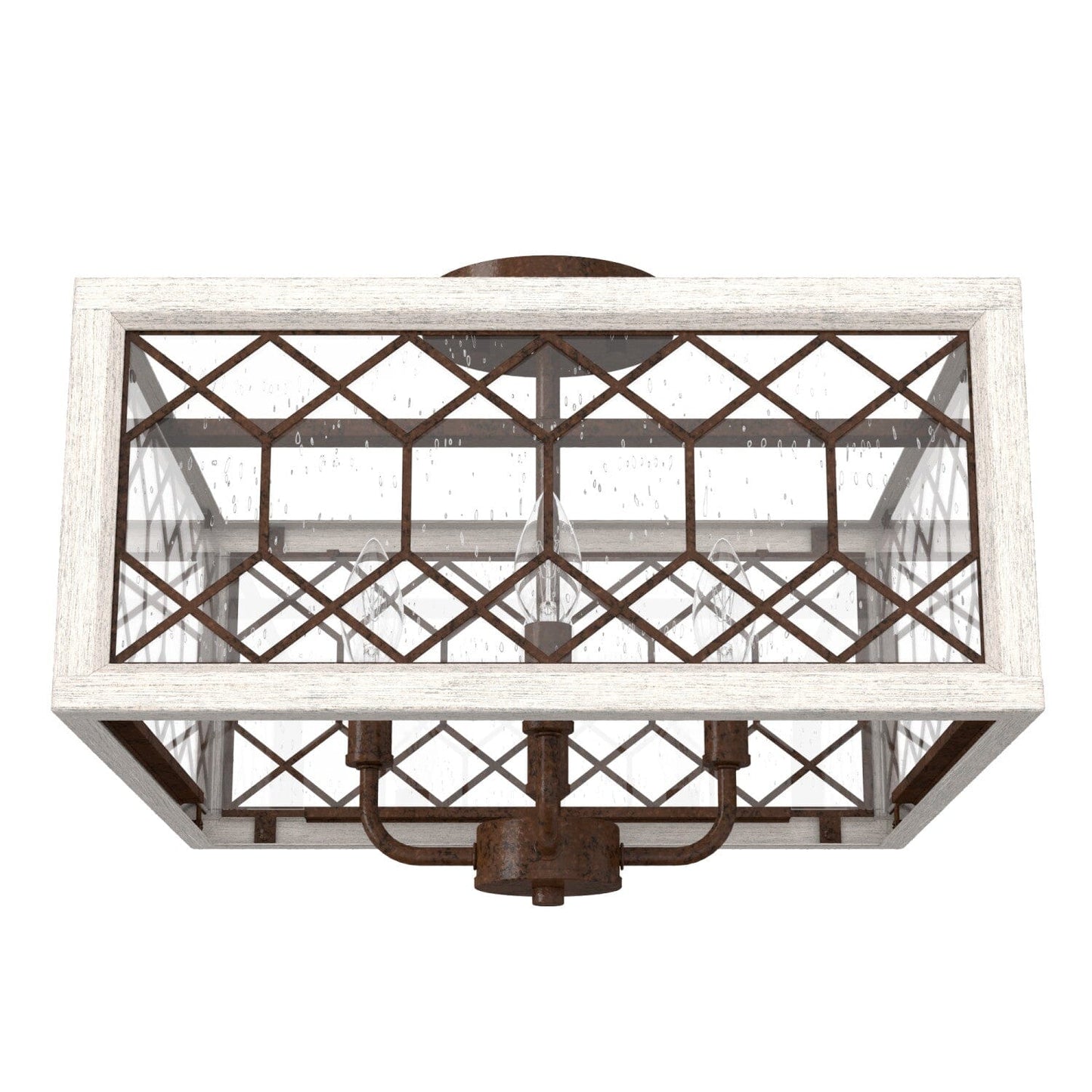 Chevron 4 Light Semi-Flush Mount Lighting Hunter Textured Rust - Distressed White 