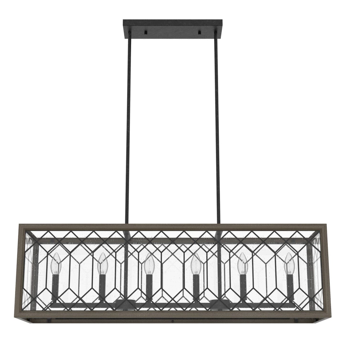 Chevron 6 Light Linear Chandelier Lighting Hunter Rustic Iron - French Oak 