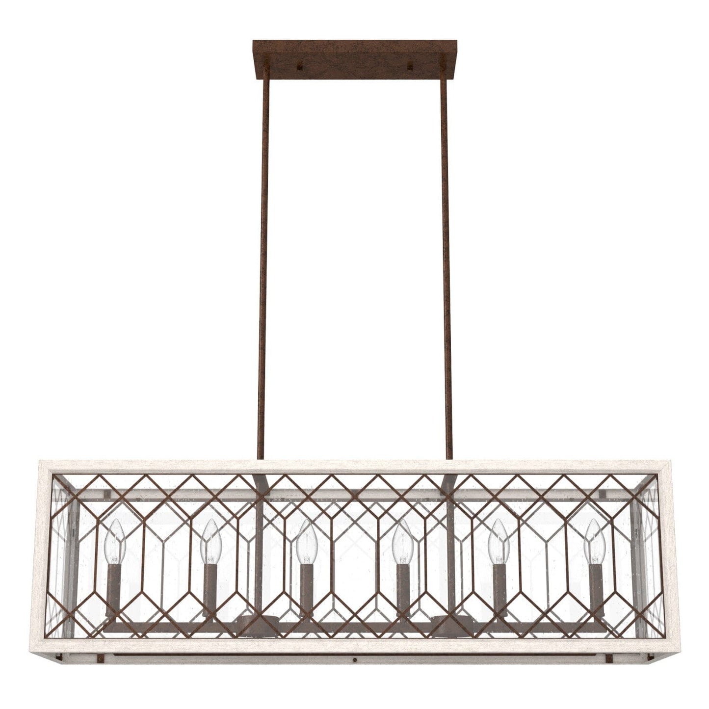 Chevron 6 Light Linear Chandelier Lighting Hunter Textured Rust - Distressed White 