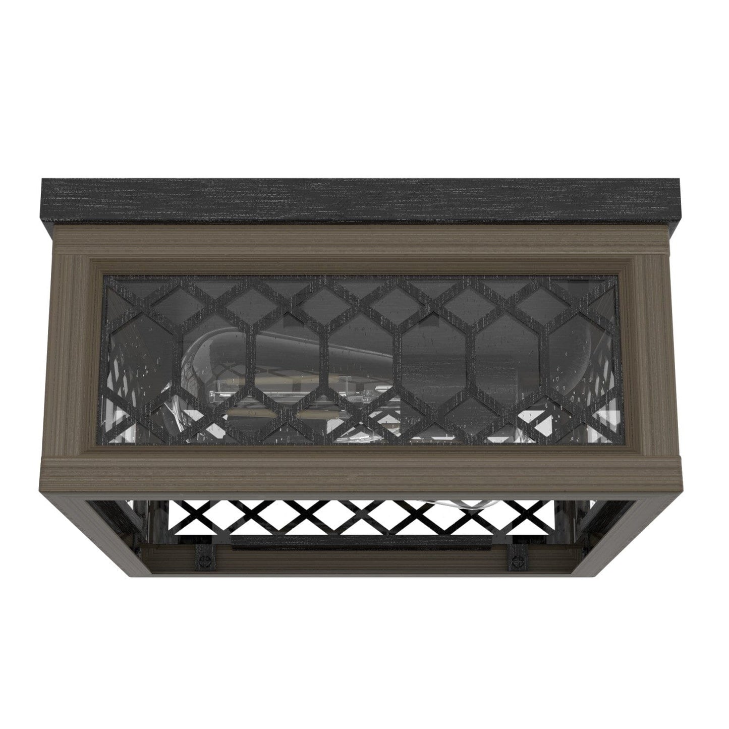 Chevron Flush Mount Lighting Hunter Rustic Iron - French Oak 