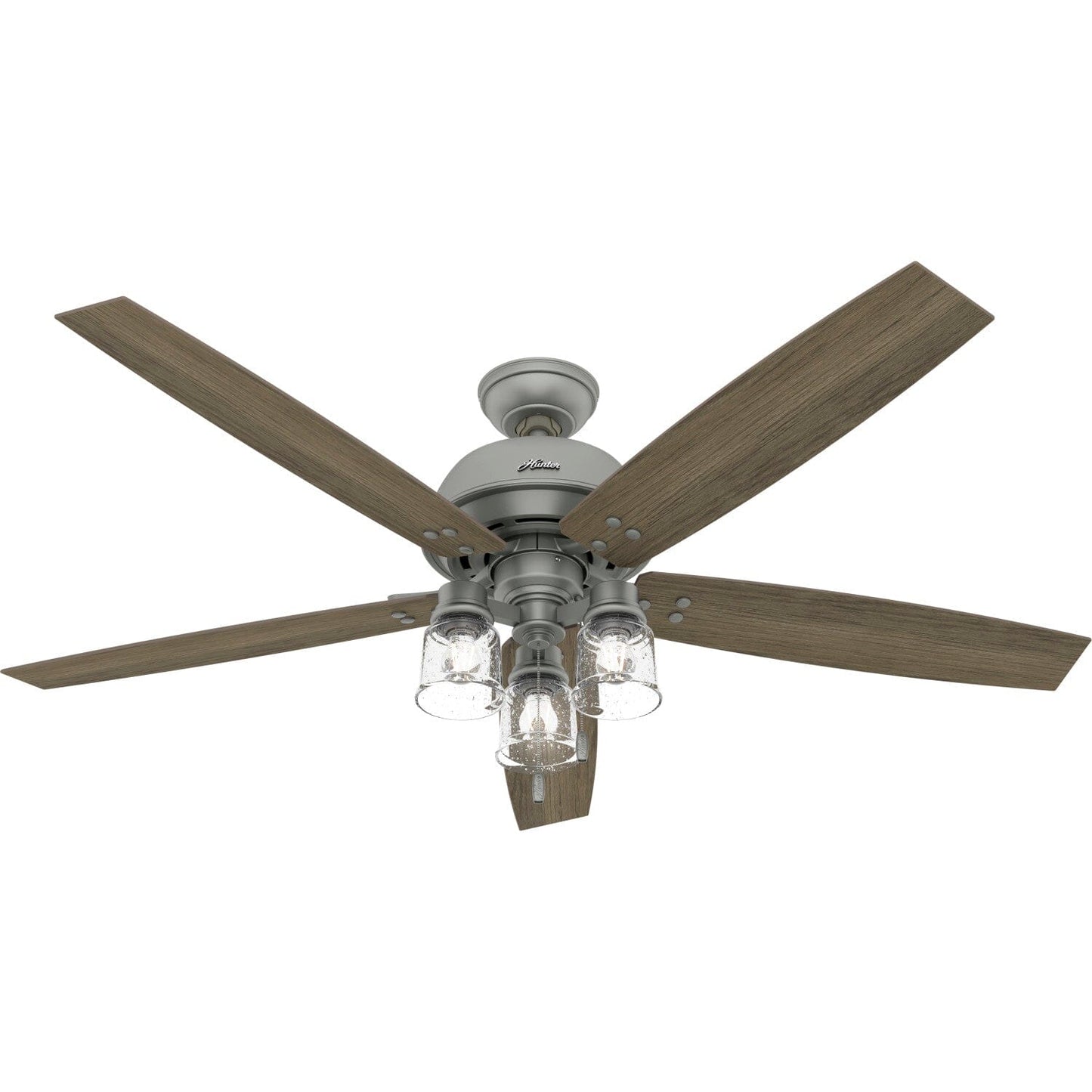 Churchwell with LED Light 60 inch Ceiling Fans Hunter Matte Silver - Warm Grey Oak 