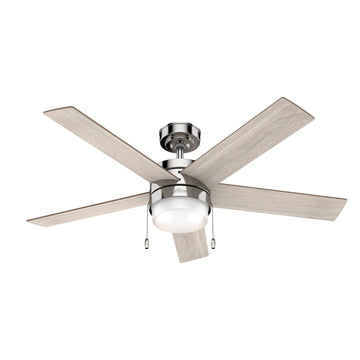 Claudette with LED Light 52 Inch Ceiling Fans Hunter Polished Nickel - Light Gray Oak 