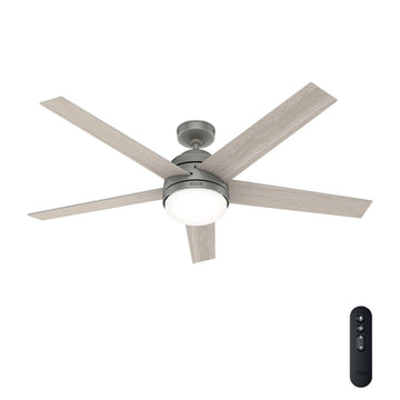 Coriolis with LED 60 Inch-Smart Ceiling Fans Hunter Matte Silver - Light Gray Oak 