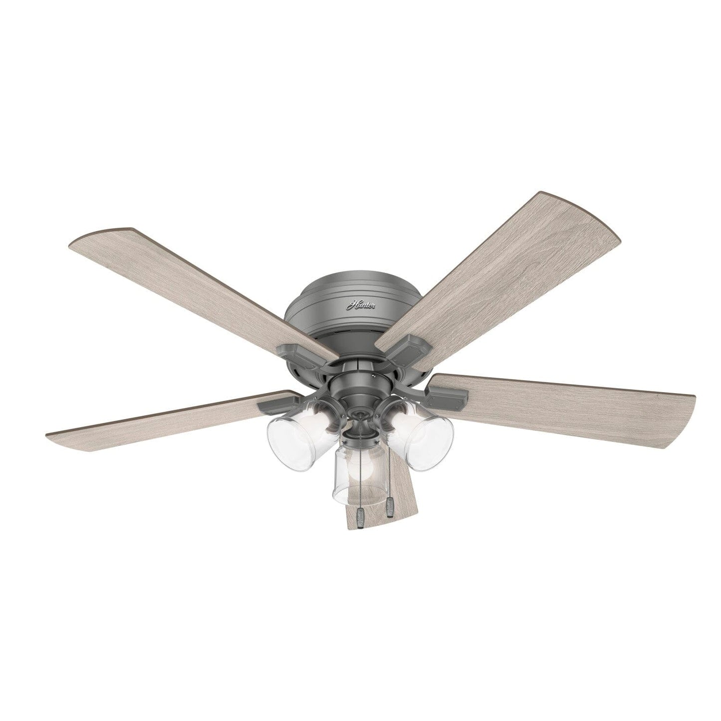 Crestfield Low Profile with 3 LED Lights 52 inch Ceiling Fans Hunter Matte Silver - Light Gray Oak 