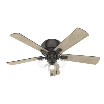 Crestfield Low Profile with 3 LED Lights 52 inch Ceiling Fans Hunter Noble Bronze - Bleached Grey Pine 