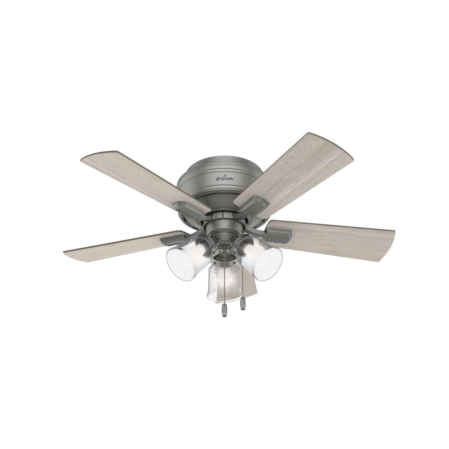 Crestfield Low Profile with 3 Lights 42 inch Ceiling Fans Hunter Matte Silver - Light Gray Oak 