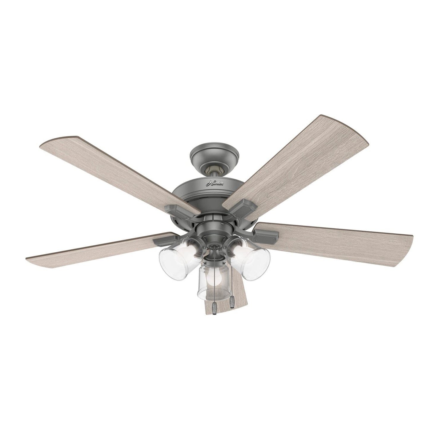 Crestfield with 3 LED Lights 52 inch Ceiling Fans Hunter Matte Silver - Light Gray Oak 