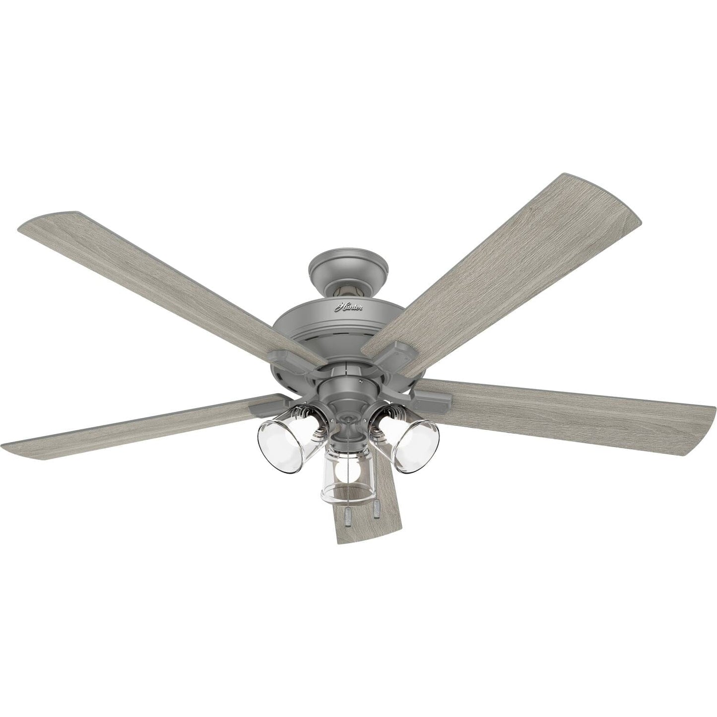 Crestfield with 3 LED Lights 60 inch Ceiling Fans Hunter Matte Silver - Light Gray Oak 