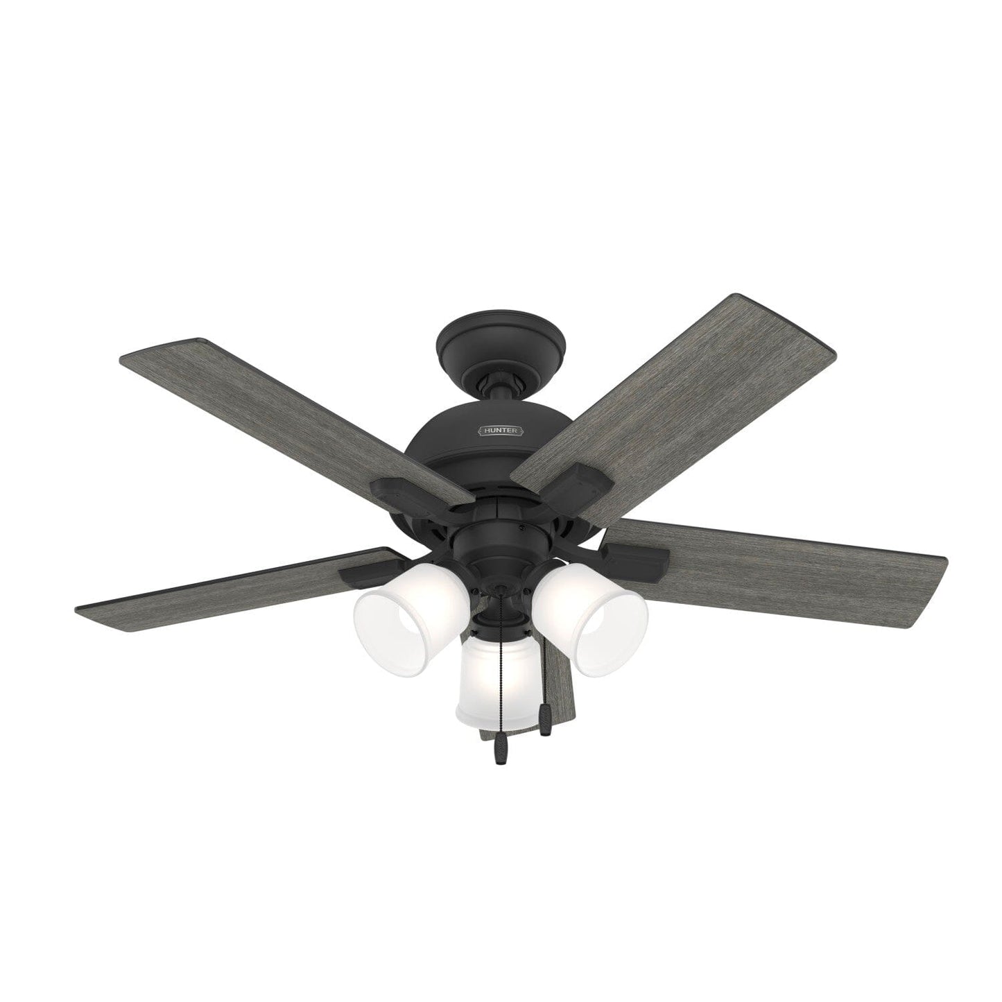 Crystal Peak with 3 Lights 44 inch Ceiling Fans Hunter Matte Black - Dark Gray Oak 