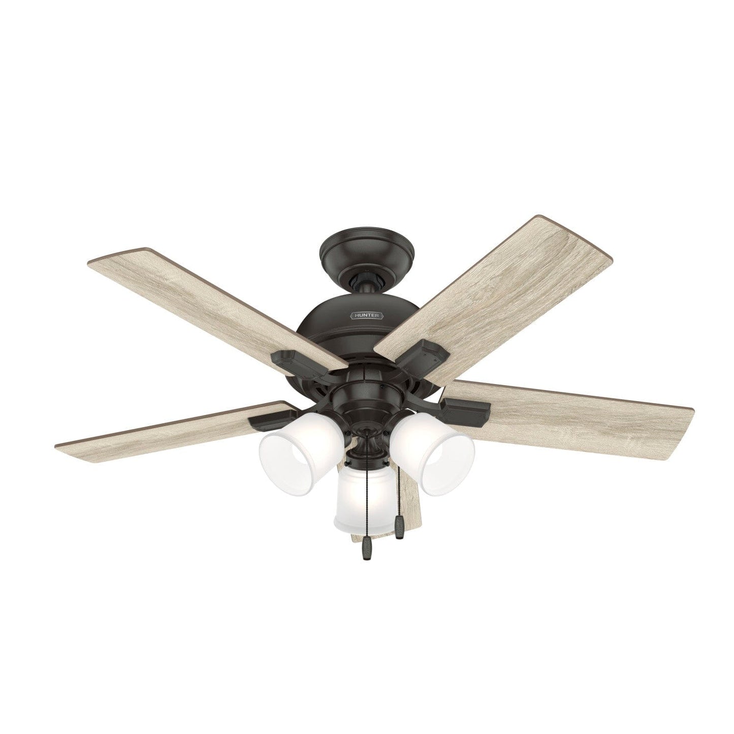 Crystal Peak with 3 Lights 44 inch Ceiling Fans Hunter Noble Bronze - Natural Oak 