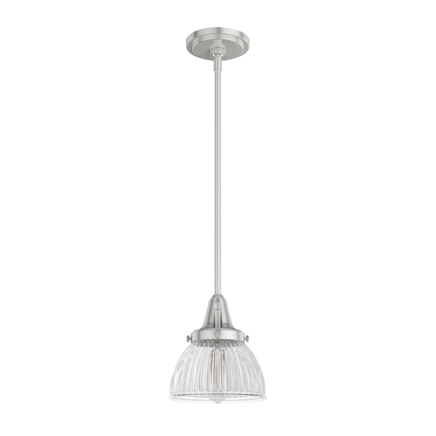 Cypress Grove 1 Light Mini Pendant Lighting Hunter Brushed Nickel - Clear Holophane 