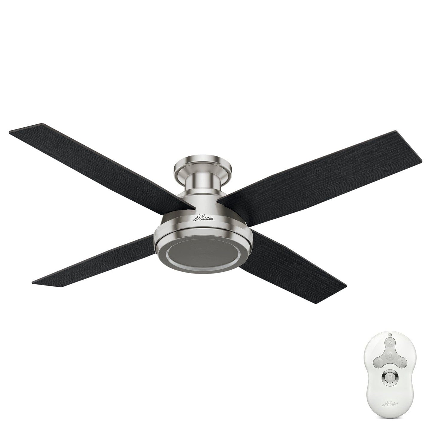 Dempsey Low Profile 52 inch Ceiling Fans Hunter Brushed Nickel - Black Oak 