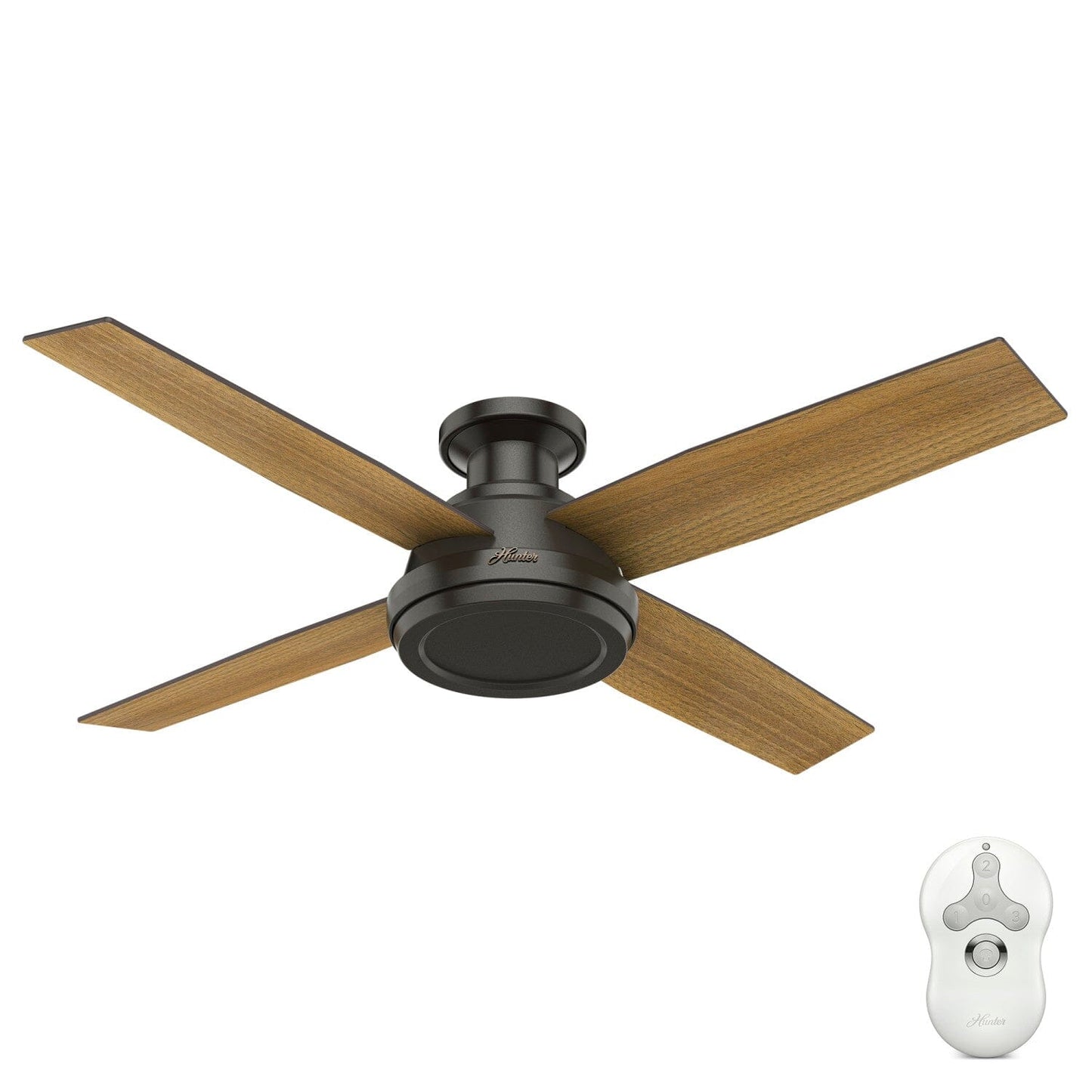 Dempsey Low Profile 52 inch Ceiling Fans Hunter Noble Bronze - Mid Century Walnut 