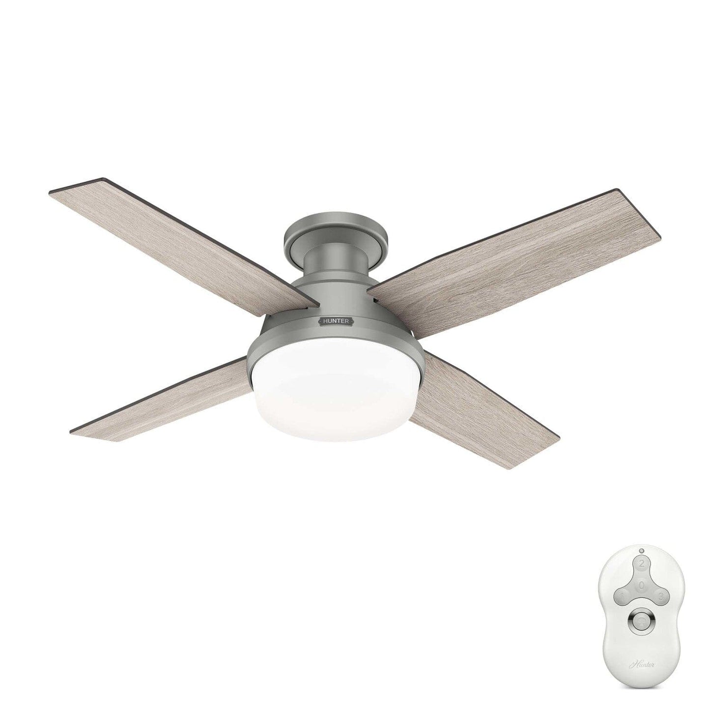 Dempsey Low Profile with Light 44 inch Ceiling Fans Hunter Matte Silver - Light Gray Oak 