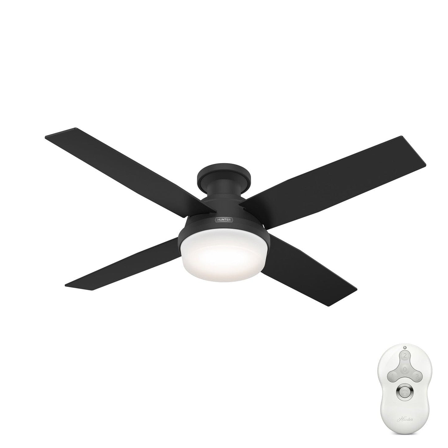 Dempsey Low Profile with Light 52 inch Ceiling Fans Hunter Matte Black - Matte Black 