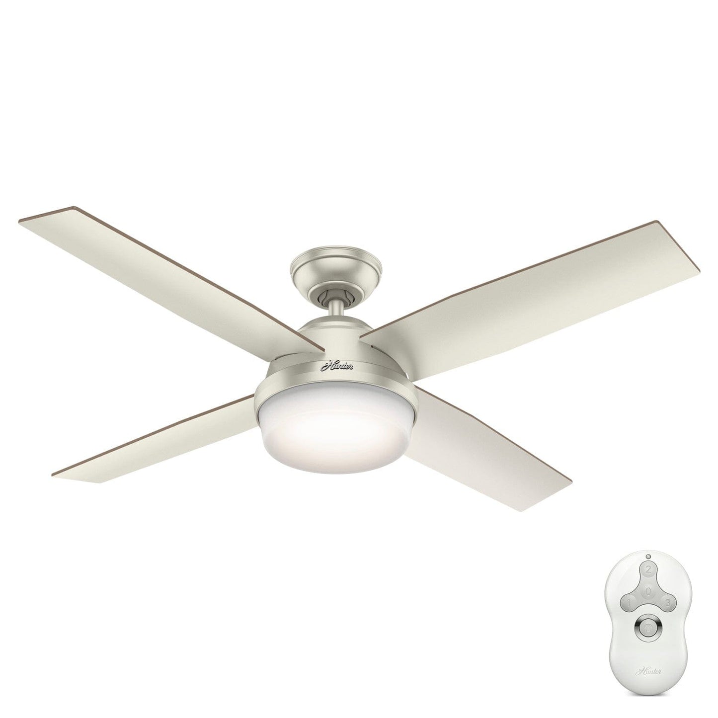 Dempsey Outdoor with Light 52 inch Ceiling Fans Hunter Matte Nickel - Matte Nickel 