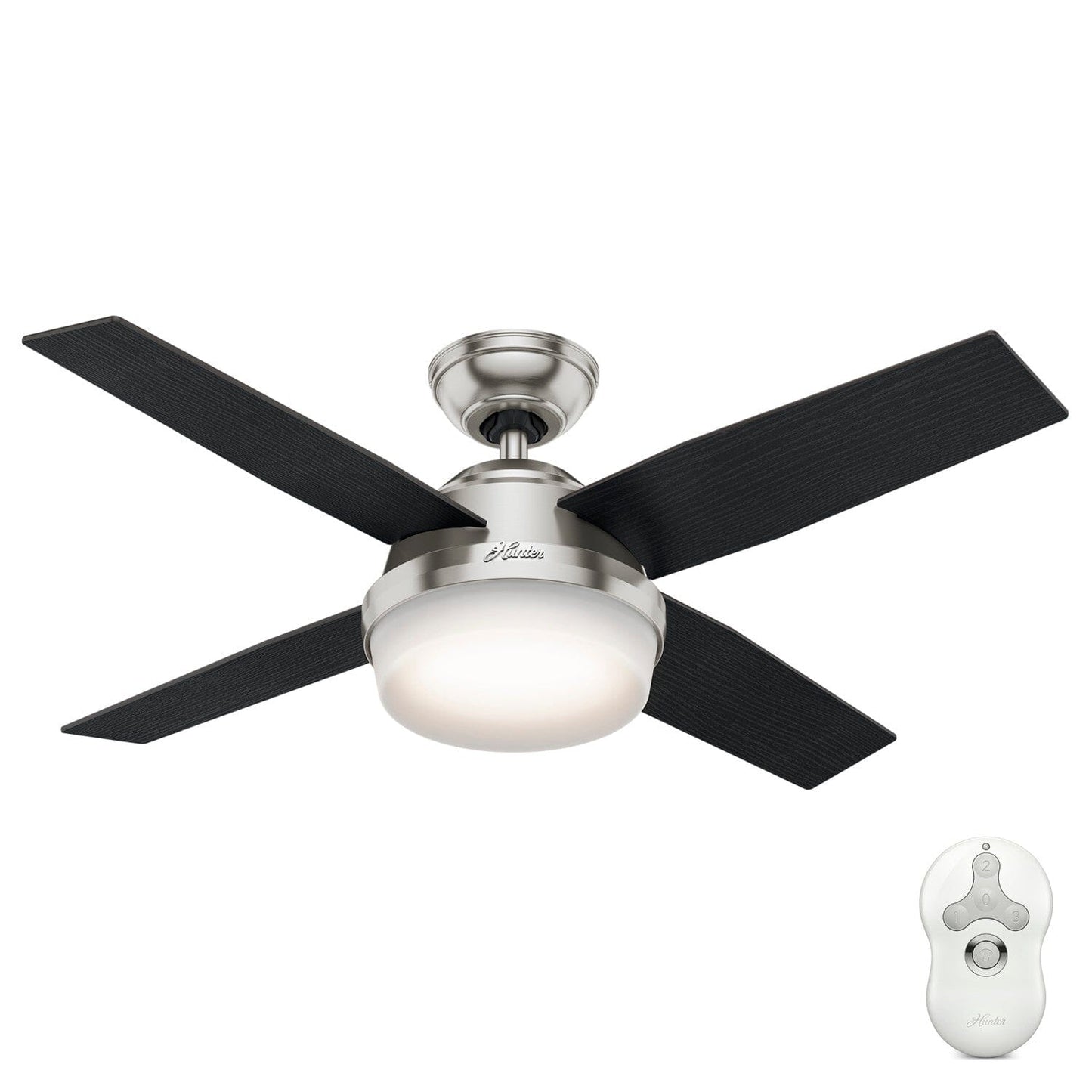 Dempsey with Light 44 inch Ceiling Fans Hunter Brushed Nickel - Black Oak 