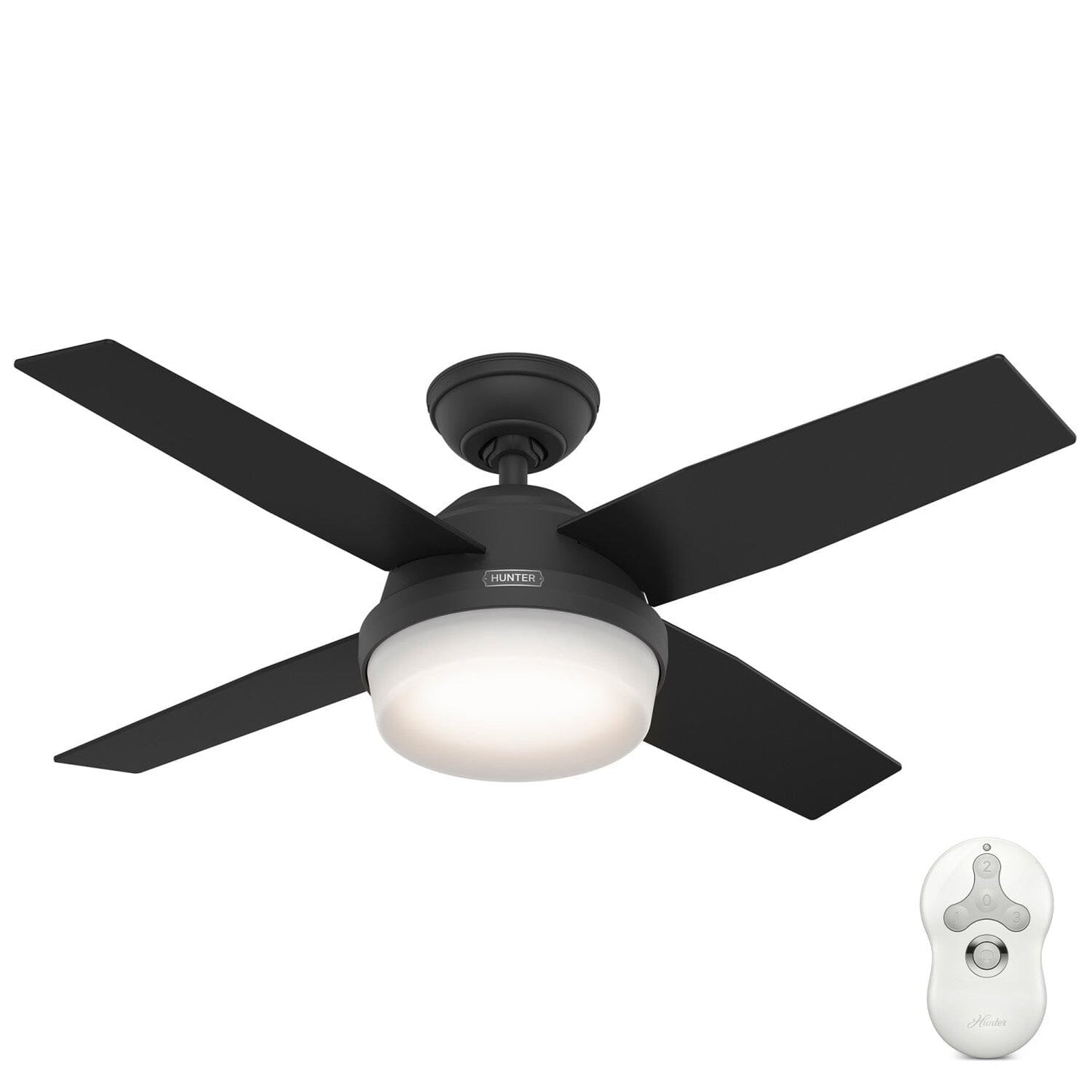 Dempsey with Light 44 inch Ceiling Fans Hunter Matte Black - Matte Black 