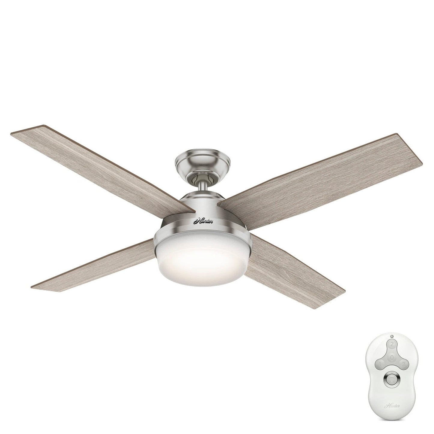 Dempsey with Light 52 inch Ceiling Fans Hunter Brushed Nickel - Light Gray Oak 