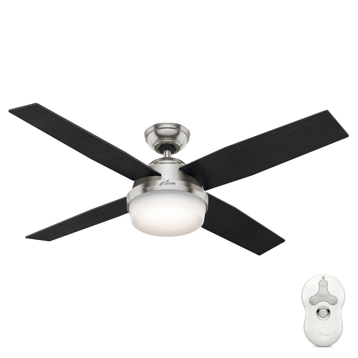 Dempsey with Light 52 inch Ceiling Fans Hunter Brushed Nickel - Black Oak 