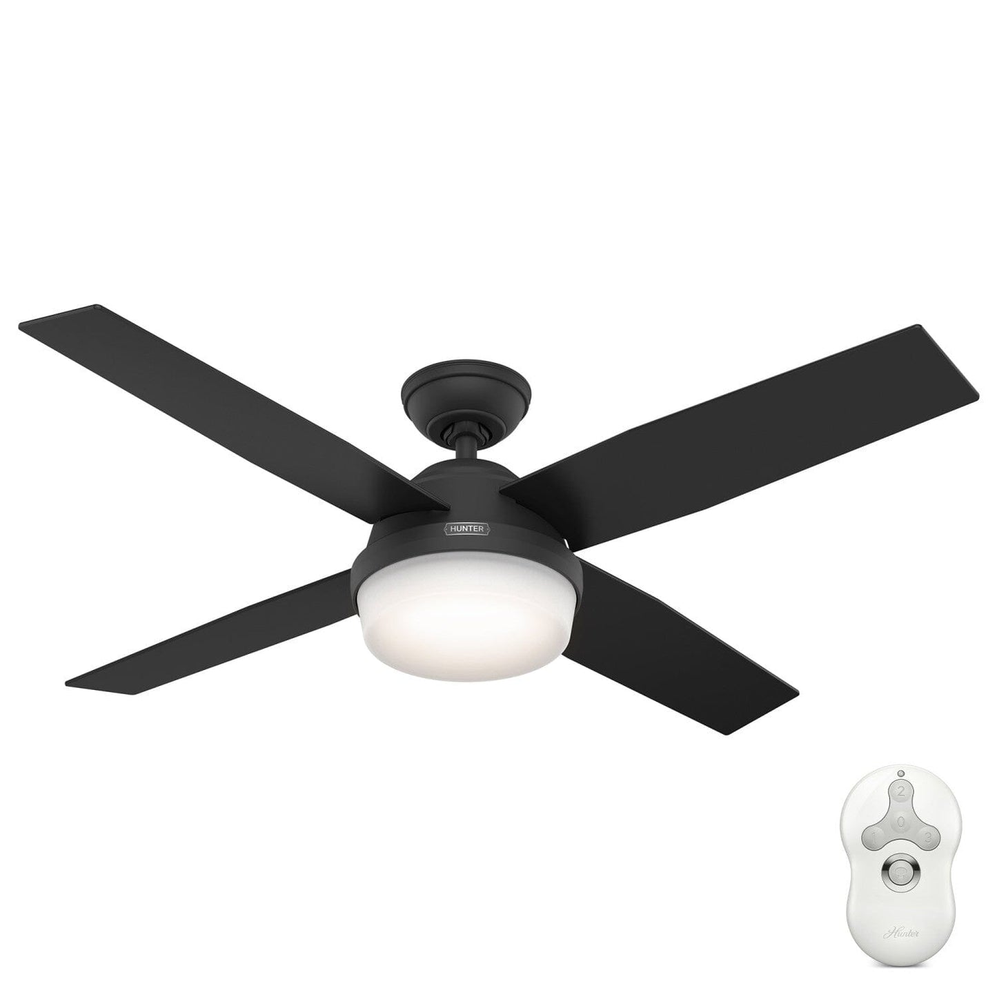 Dempsey with Light 52 inch Ceiling Fans Hunter Matte Black - Matte Black 